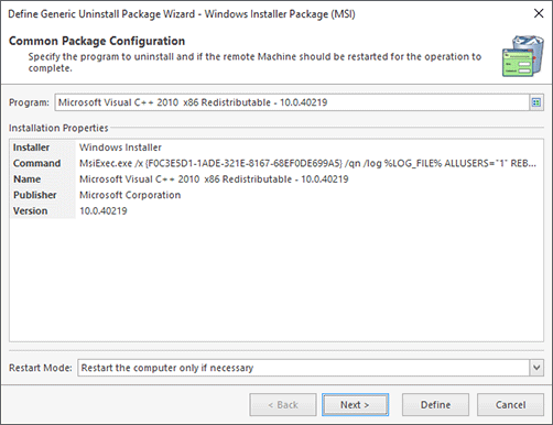 Microsoft Software Patch Configuration (Chosen from Inventory)
