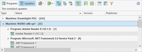 The list of installed updates