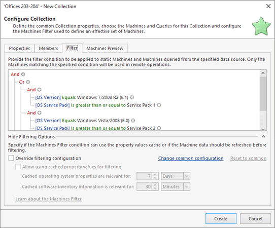 Configuring the Machines Filter