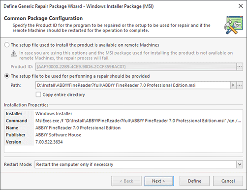 Windows Installer Package Configuration (Manual Configuration)