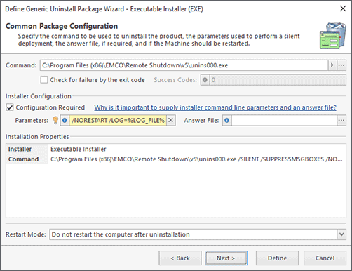 Executable Installer Configuration (Manual Configuration)