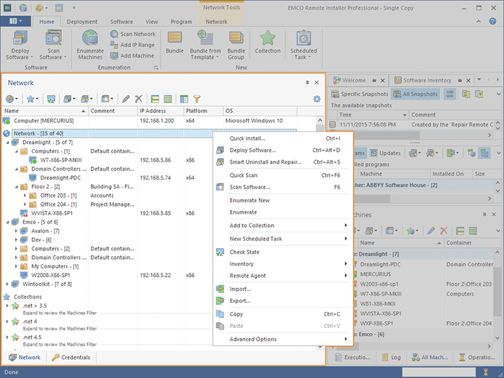 The Network view The Network view