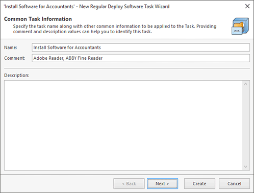Creating a new Deploy Software task Creating a new Deploy Software task