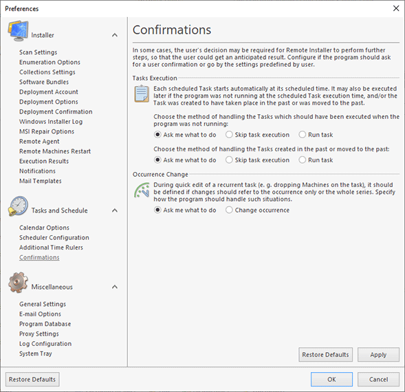 Configuring confirmations Configuring confirmations
