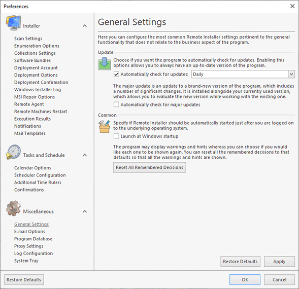 Configuring general settings