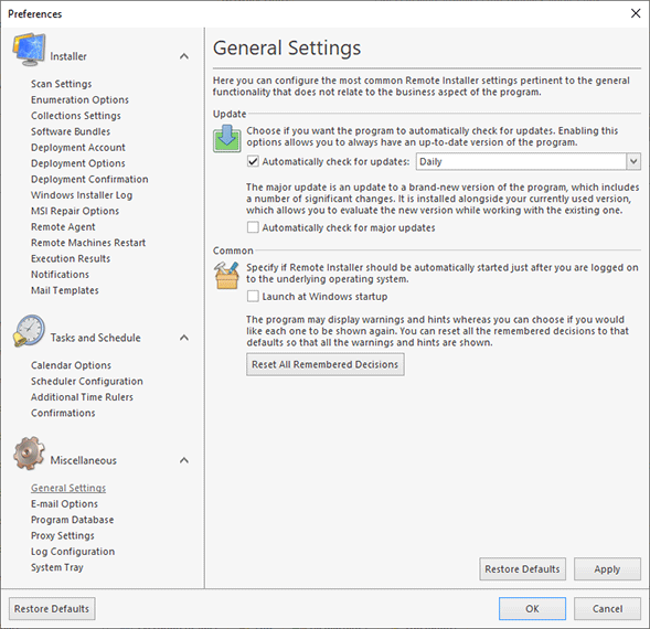 Configuring general settings Configuring general settings