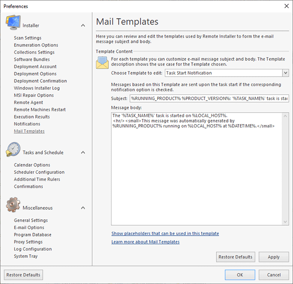 Configuring Mail Templates Configuring Mail Templates