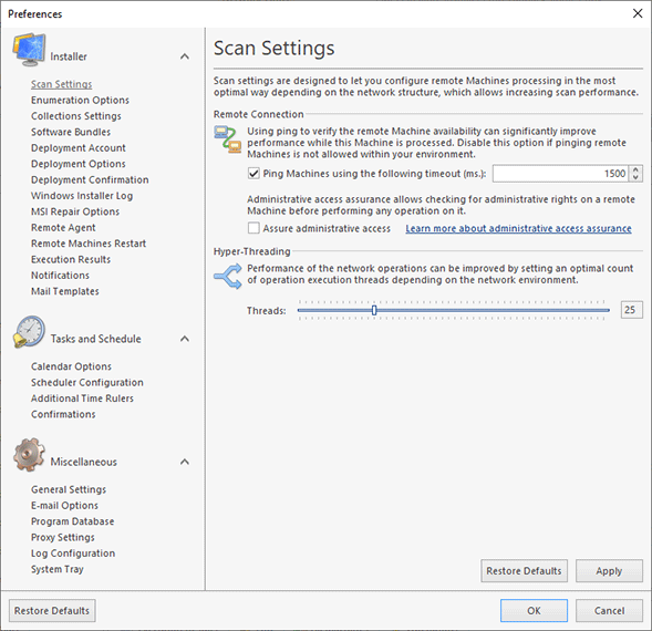 Configuring scan settings