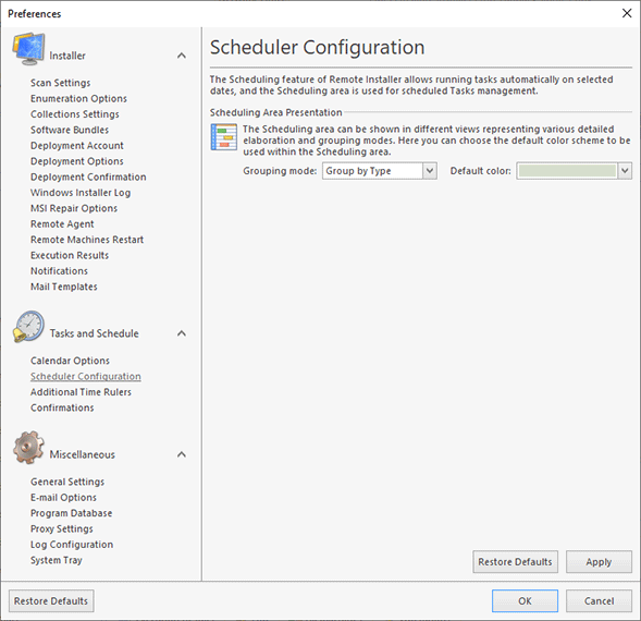 Changing the Scheduler Configuration