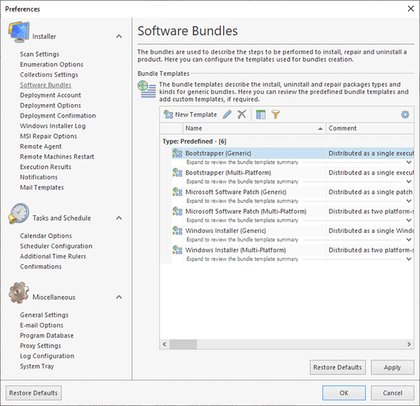 Configuring bundle templates