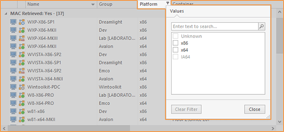 Accessing the quick filter abilities Accessing the quick filter abilities