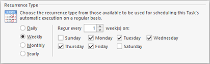 Weekly Recurrence Type Weekly Recurrence Type