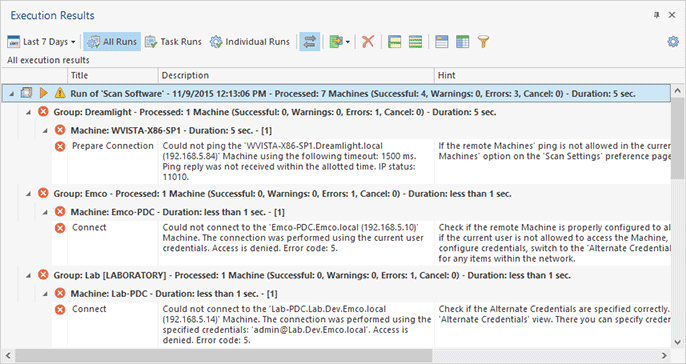 Sample execution results Sample execution results