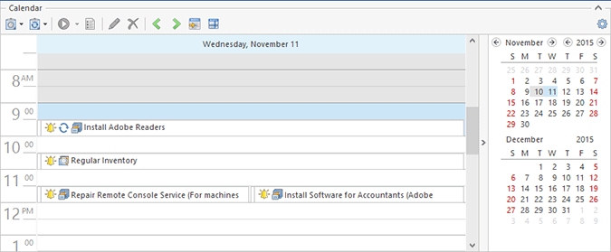 The Scheduling area in the Day View The Scheduling area in the Day View