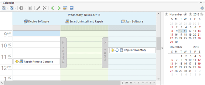 The Scheduling area grouped by task type