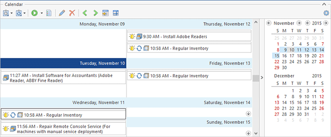 The Scheduling area in the Week View The Scheduling area in the Week View