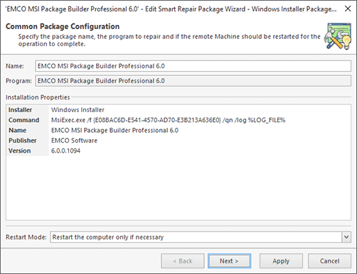 Windows Installer Package Configuration