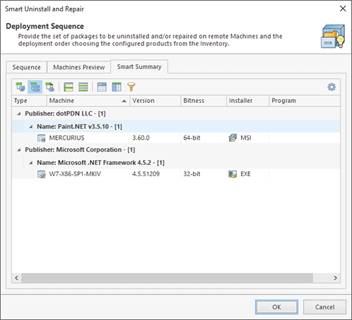 Smart deployment operation summary