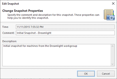 Changing snapshot properties Changing snapshot properties