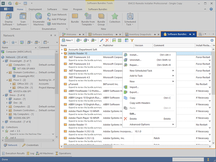 The Software Bundles view The Software Bundles view