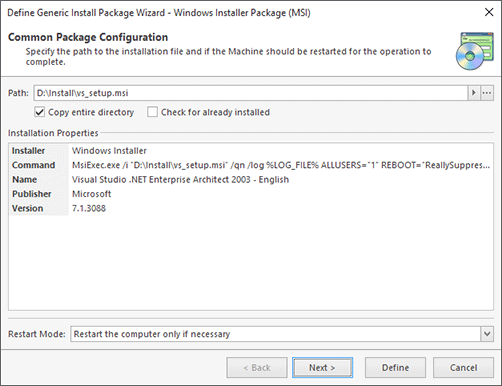 Windows Installer Package Configuration