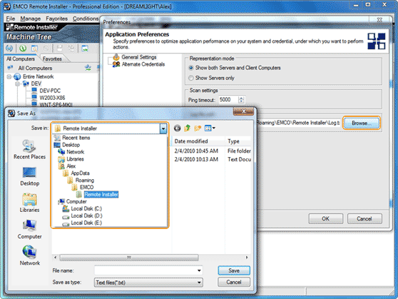 Path to the Log file