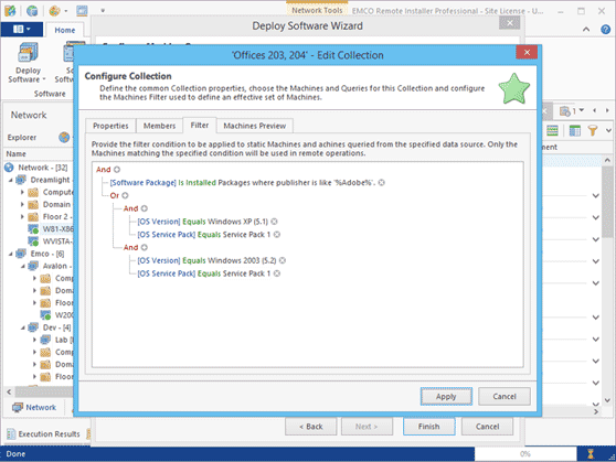 Using filters to configure target PCs