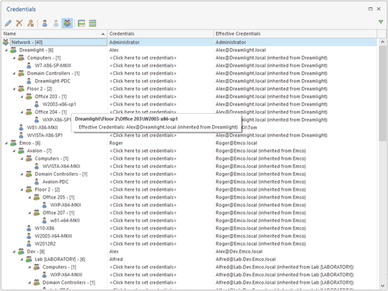 Effective Credentials in the Credentials view
