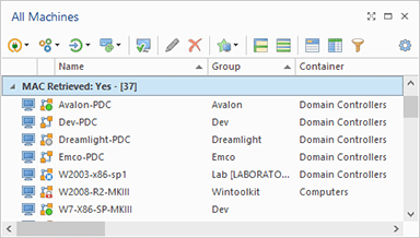 Remote Machine statuses displayed in the All Machines view