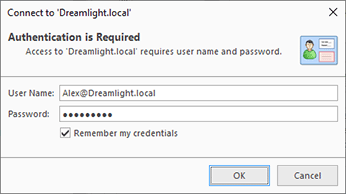 Providing credentials to connect to the Active Directory domain