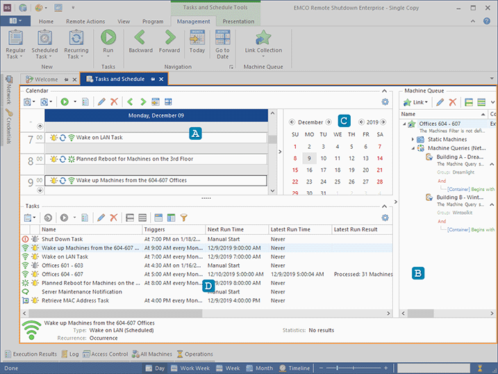 The Tasks and Schedule view The Tasks and Schedule view
