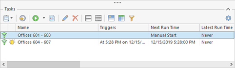 The created Wake on LAN task in the Tasks area The created Wake on LAN task in the Tasks area