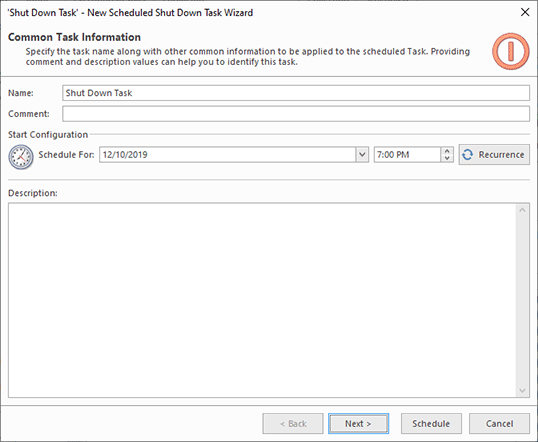 Configuring execution data for a scheduled task Configuring execution data for a scheduled task