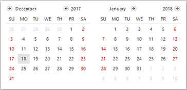 The Date Navigator pane The Date Navigator pane