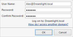 Providing the specific domain credentials Providing the specific domain credentials
