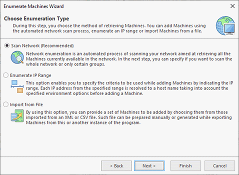 Network enumeration options Network enumeration options