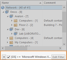 The filter info pane