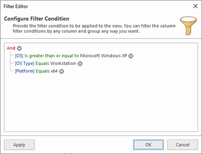 Using the filter editor Using the filter editor