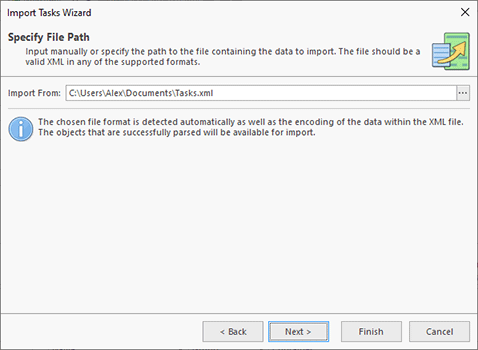 Choosing import source file