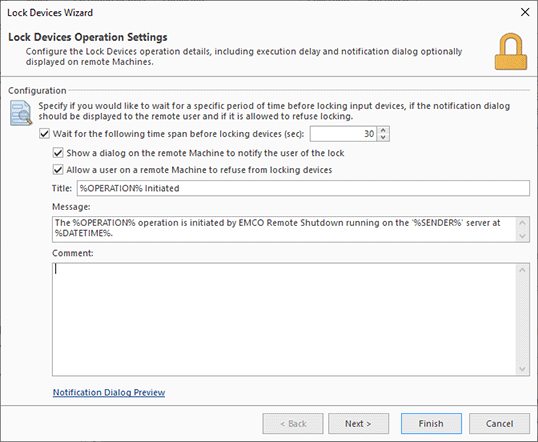 Configuring a lock devices operation