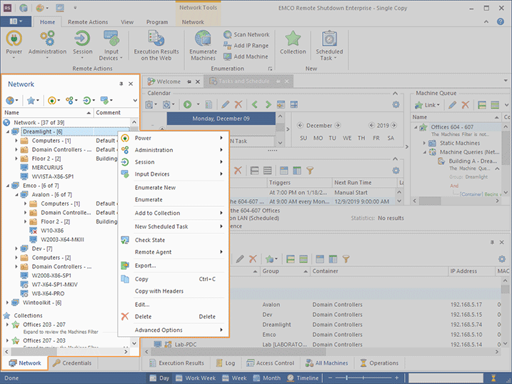The Network view The Network view