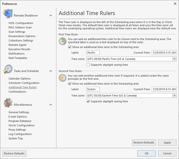 Configuring additional time rulers