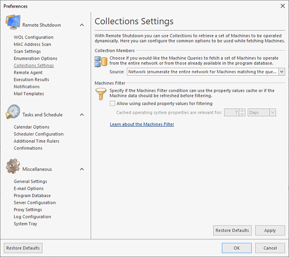 Configuring Collections Settings