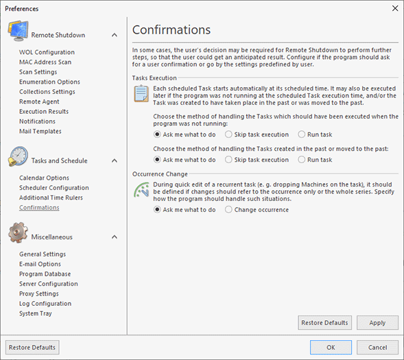 Configuring confirmations