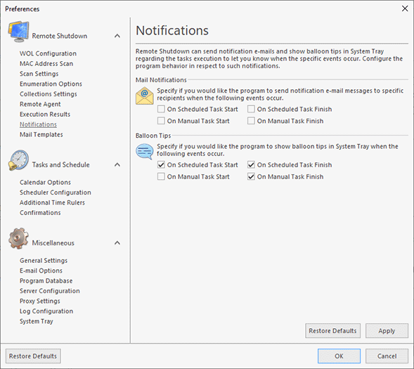 Configuring notifications