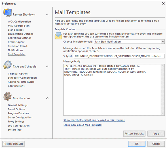 Configuring Mail Templates Configuring Mail Templates