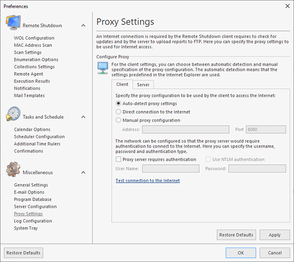 Proxy Settings