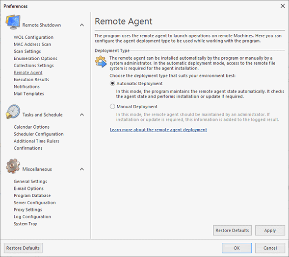 Choosing the remote agent deployment type Choosing the remote agent deployment type