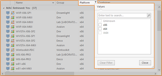 Accessing the quick filter abilities Accessing the quick filter abilities