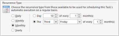 Monthly Recurrence Type Monthly Recurrence Type
